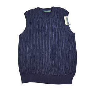 Robert Trent Jones Cable Knit Golf Sweater Men's Medium Blue Detroit Pistons New